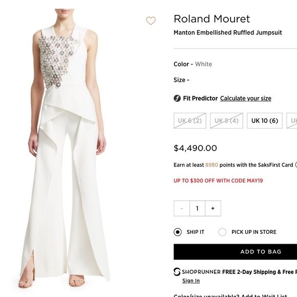 Roland Mouret 'Manton' embellished white jump suit - Picture 6 of 8